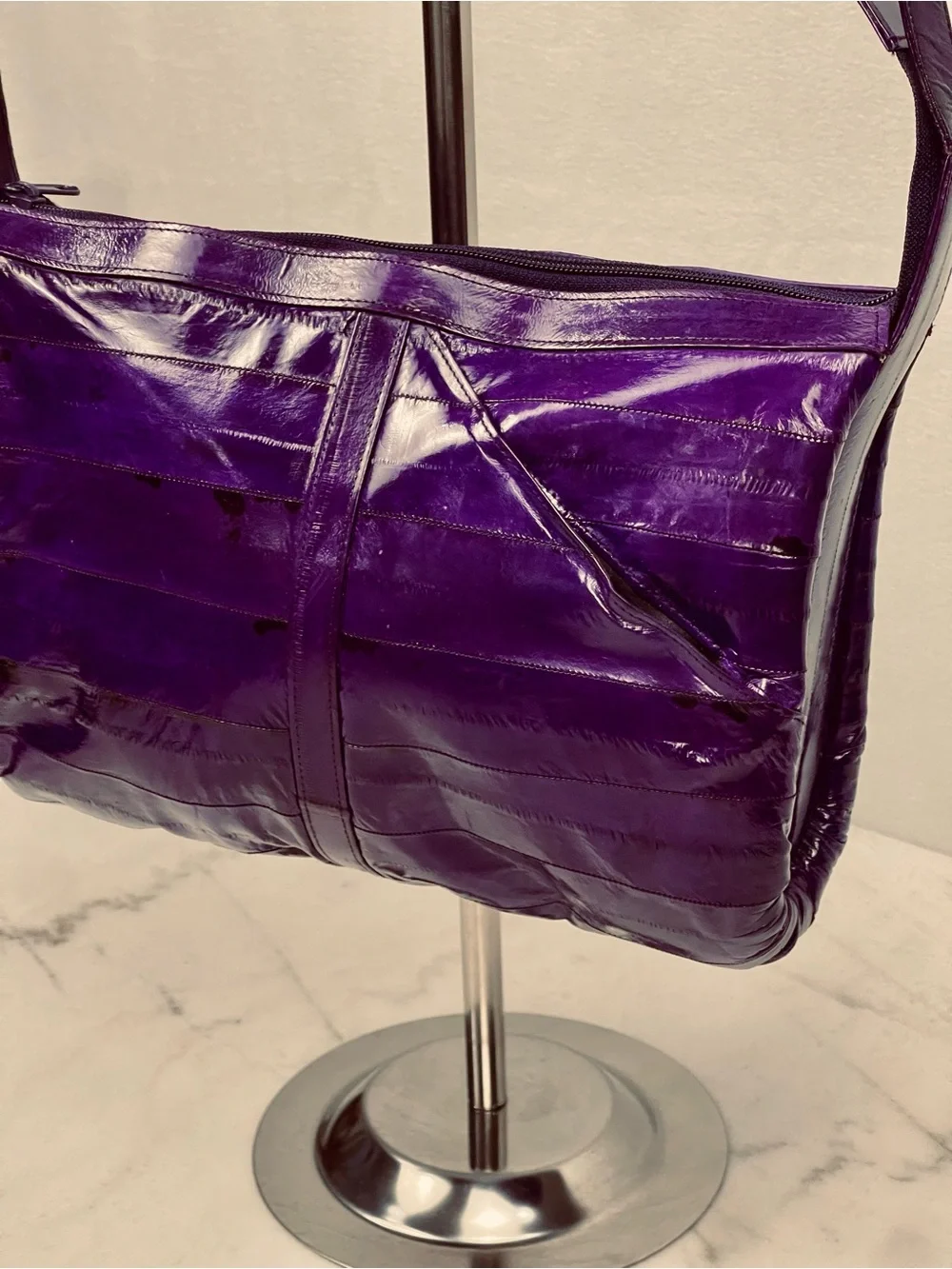 Purple Leather Crossbody Bag - Women